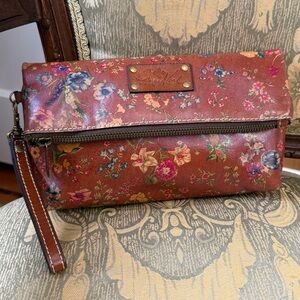Patricia Nash Floral Leather Wristlet